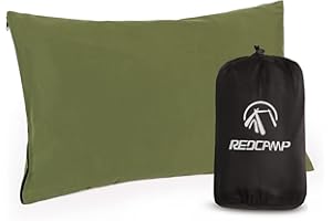 REDCAMP Oreiller de Camping, 30 x 40/50 cm, Compressible, Doux et léger, pour Voyage, extérieur, Bleu, Rouge, Gris, Vert, réutilisable
