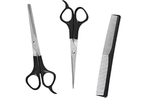 Aiweijia Ciseaux de coiffure, 3Pcs Professional Hair Cutting and Comb Set, Stainless Steel Thinning Scissors, Set de ciseaux professionnels pour salons de coiffure