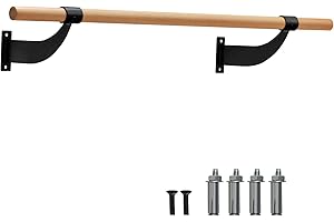 COSTWAY Wall-Mounted Ballet Barre for Kids Adults, 120cm Single Ballet Bar, Beech Wood Ballet Equipment for Home Studio Dance, Stretching, Yoga and Pilates