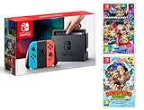 Nintendo Switch Rouge/Bleu Néon 32Go Pack + Mario Kart 8 Deluxe + Donkey Kong: Tropical Freeze