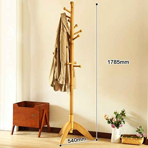 HWF Hat Coat Stand Living Room Bedroom Floor-Standing Clothes Racks Wood Coat And Hat Stand 2 Colors Optional ( Color : Wood color )