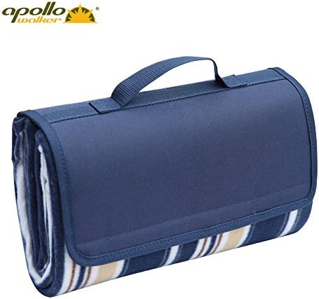 Apollo Walker Picnic Blanket Collapsible Waterproof Roll up for Festival Travel Outdoor Camping (130 x 170 cm, blue Stripe)