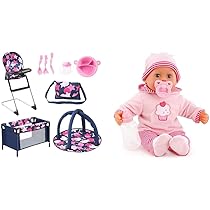 Bayer Design 61769AB Puppen Set 9 in 1 mit Reisebett