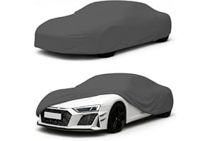 ‎LST LST Autoabdeckung Indoor – lackschonende und Dehnbare Autogarage. Car Cover Innenbereich für Autohäuser und Endverbraucher. Auto Abdeckplane schützt vor Sonne, Staub. (Grau, L (450x140x120cm))