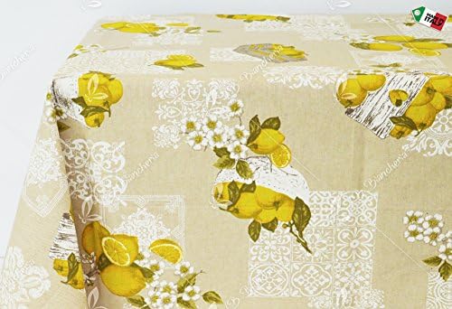 Centre Table – Miros Lemons Kitchen Living Room of Sorrento Placemat Country Chic Square 90 x 90 cm – Made in Italy – white embroidery