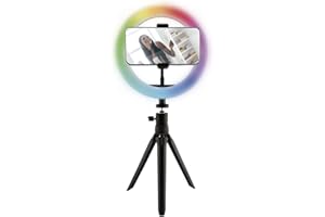 KSIX SMART YOUR TECH KSIX Aro de Luz Trípode sobremesa Regulable.15 Colores y Efectos. Anillo de Luz Led para Móvil, 3 Temperaturas de Luz y 10 Intensidades de Brillo. Ring Light para TIK Tok, Fotografía, Selfie.
