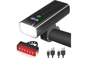 VICTOPER Bike Lights Front and Back, 2023 Upgrade 10,000 Lumen Super Bright 8LED Bicycle Lights IPX6 Waterproof Cycle Lights USB Rechargeable Bike Light 5+4 Modes Bike Lights Set LED Display Easy to Install