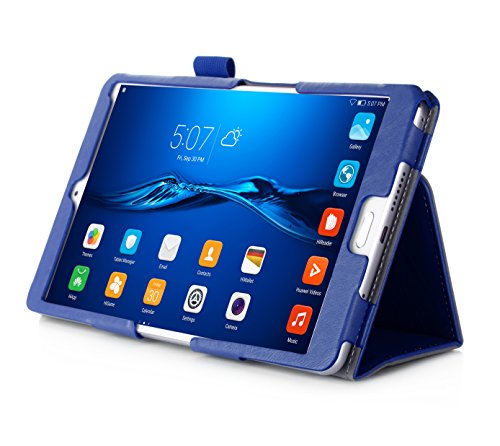 BeePole HUAWEI MediaPad M3 Hülle – Smartes Tablet Schutzcase aus PU-Leder mit Handschlaufe Kartenschächten und magnetischer Aufwach/Schlaf Funktion für HUAWEI MediaPad M3 8.4″(2016), Blau - 4