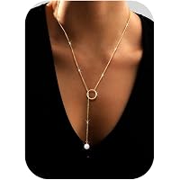 Finrezio 3Peezi Collane lungo con ciondolo per donna Y Collana catena con maglione moda placcato oro