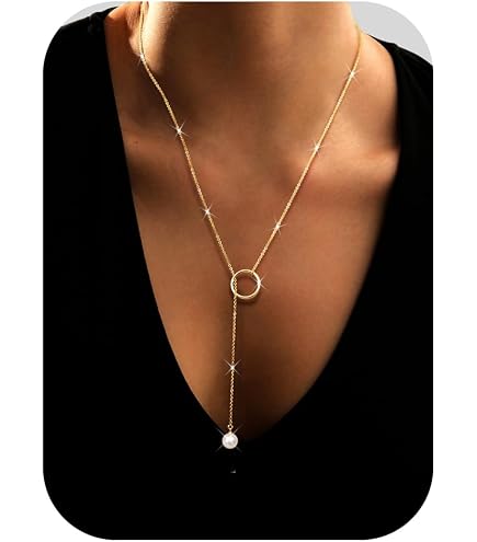 Collana Lunga Y A Goccia Con Catena Tennis E Strass - Allereya - Oro/Gold