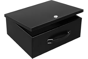 Dalmbox Portable Metal Safe Box with Key Lock - Fire Resistant Storage for Documents, Car, Home and Outside - X Large 13.2"x 11"x 5.1" Black Box