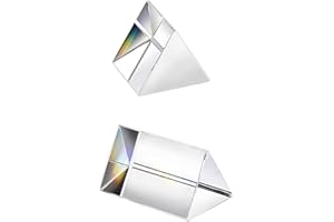 SAGASAVE 2 Pieces Crystal Glass Triangle Prism, 25x25/50mm Prism, Rainbow Spectrum Experiment Glass, K9 Crystal Triangle Prism, Clear Lens for Light Spectrum Physics, Rainbow Effect Photo