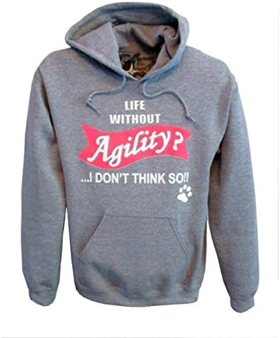 Topdog Life Without Agility Dog Hoodie Sports Grey (39" Chest Medium)