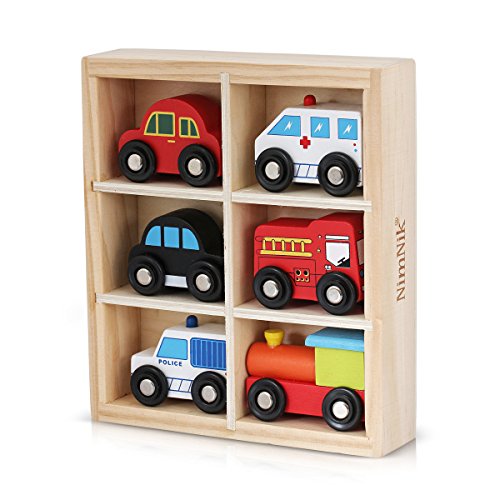 Wooden Toys Cars Bus Engine Emergency Vehicles Educational Toy for Early Learning for Toddlers by NimNik