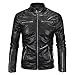 Produktbild nihiug Motorradjacke Retro Lederjacke Für Biker Lederjacke Wasserdichte Heavy Duty Mantel Stehkragen Mantel,Black-XXL