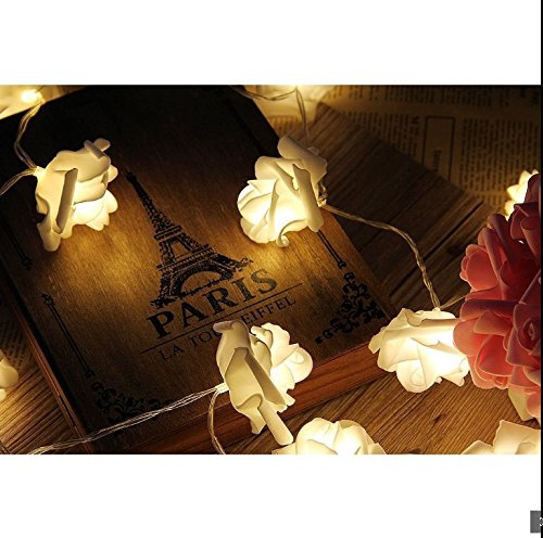 Blumen LED Lichterkette 20 LED Rosen Lichterkette Batteriebetrieben Innen Im Freien Beleuchtung für Garten Rasen Bar Verein Hochzeit Valentinstag Weihnachten Schlafzimmer Innendekoration - 5