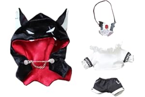 niannyyhouse Ropa de muñeca de 10 cm y 20 cm, chal, pajarita, camisa, pantalones, cinturones, trajes de demonio, accesorios de vestir de muñeca de felpa (negro, 10 cm)
