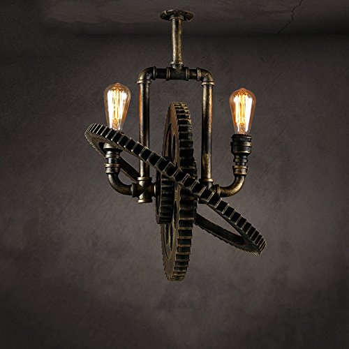 Preisvergleich Produktbild Wasser Rohr Deckenleuchte Lampe Beleuchtung Retro Nostalgie Industrie-Stil Deckenleuchte Radform Eisen Bar Bar Zähler Keller Garage Durchmesser 19,69 Zoll 21-30W (Bronze Farbe)