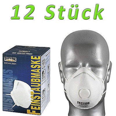 12 Stück, Feinstaubmaske P2, NormEN 149:2001 + A1:2009