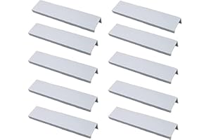 MARGUERASW Lot de 10 Poignées de Meuble Cuisine - Invisible et Brossé en Alliage d'Aluminium - Profil Argent - Entraxe 96mm