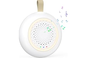 OQIMAX White Noise Machine Baby pomoc w zasypianiu dla niemowląt, 24 uspokajające dźwięki i 3 jasności, ciepła biel, lampka nocna, przenośna, możliwość ponownego ładowania, biały szum z funkcją timera