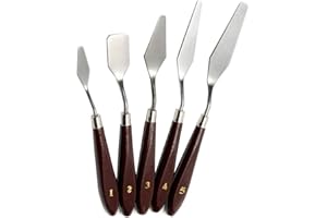 CHEEROYAL Lot de 5 spatules en acier inoxydable pour peinture à l'huile Palette Couteau Peinture Grattoir Peinture Art Inoxydable Palette Couteaux