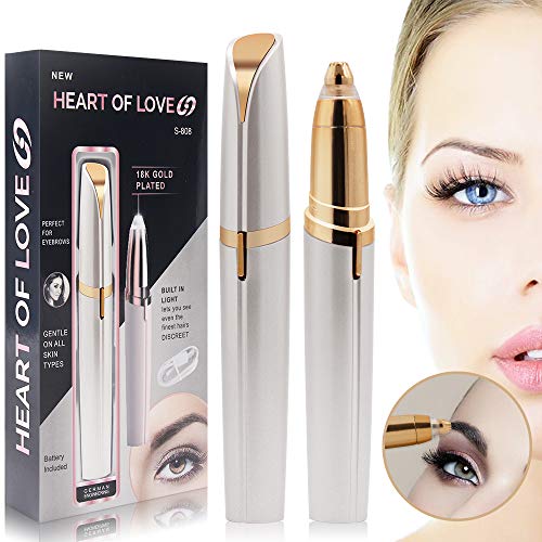 Épilateur Portatif Indolore Instantané,Nuobk Rasant de rasoir de mini Sourcil,Épilateur de Sourcils pour Femme Fille (Doré)