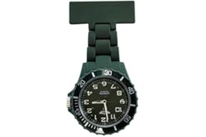 MontCherry 3D Bookmark and Prince NY London Rotating Unisex Nurses Fob Watch in Army Green/Matching Face Colour Combo Sold by Trendz