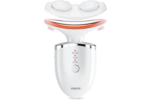 UWALK Massaggiatore Viso Elettrico Lifting Antirughe: Dispositivo di Bellezza per il Massaggio del Viso con 3 Modalità LED Luce 45°C EMS - Della Massager Facciale del Collo Skin Rassodante