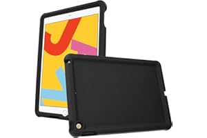 TECHGEAR Bumper Designed for Apple iPad 10.2" 2021 2020 2019, 9th / 8th / 7th Generation, Rugged Shockproof Soft Silicone Protective Easy Grip Anti-Slip Kids Proof Case with Screen Film [Black]