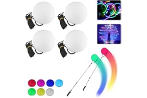 Fivtsme LED Poi Luminosi Strobo Multicolore,4 PCS LED Poi Bolas,Palla Colorata Palla Giocattolo,Palline Poi Luminose per Principianti E Professionisti,Colori Dell'arcobaleno Ed Effetto Stroboscopico