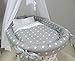 Babymajawelt® Cot "Stars/Stars 10 parts, Cradle with Bedding (Grey)
