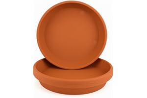 Home Garden Ornaments Plant Pot Saucers Strong Drip Tray Round Tray Plastic Trays Set of 5 (Terracotta Colour, Diameter: 12.5cm)