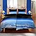 Produktbild Baumwoll Satin Bettwäsche Wende 135x200 4-teilig Weltraum Erde Planet blau