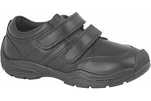Roamers Jerome Boys Leather Touch Fasten Trainers Black