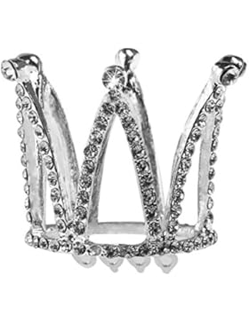 PIXNOR Kristall Strass Diademe Krone Haarreif mit Haarkamm für Blumenmädchen (Silber)