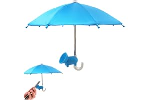 FaJoek Parapluie de Téléphone Portable Téléphone Parasol Ombrelle, Mini Parapluie pour Téléphone, Support à Ventouse pour Parapluie de Téléphone Portable, Support Telephone Voiture (Bleu)