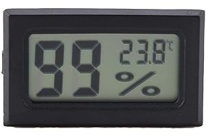 Oumefar Misuratore Digitale Wireless Temperatura Esterna Interna Calibro di umidità Termometro Igrometro per rettili Terrarium Custodia per Animali Domestici (Senza batterie Incluse)