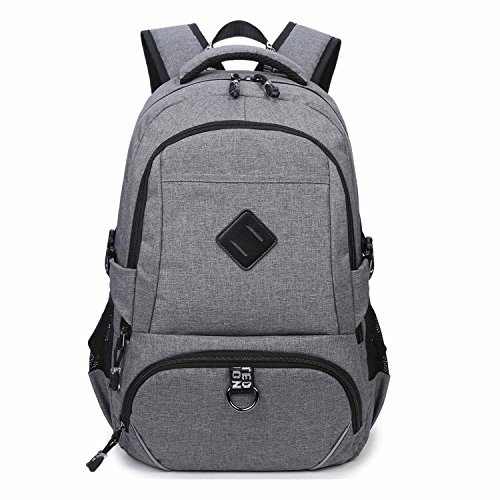Neuleben Wasserabweisend Rucksack mit USB Port Business Laptoprucksack f  r 15 6 Zoll Schulrucksack f  r Damen Herren  Grau 