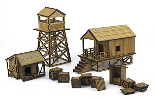 War World Gaming Jungle Warfare MDF Military Base Camp - 28mm Heroic Scale Pacific Rim Wargaming Terrain Model Military Diorama Wargame Scenery Encampment