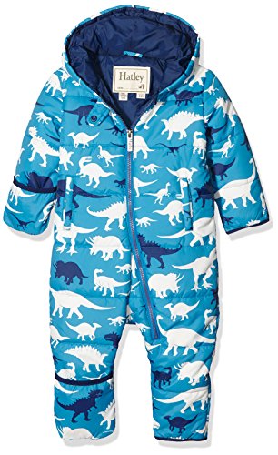 Hatley Baby Boys 0-24m Puffer Bundler-Silhouette Dino Snowsuit, Blue, 12-18 Months