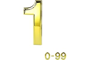 RUBIGO Gold Door Numbers Stick On, 0-99, Letters A, B, C, D, 3'' House Numbers Self Adhesive Stickers, For Doors, Mail Boxes, Hotel Rooms (1)