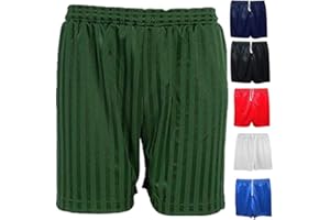 Inspire Me Boys Girls Shorts Playing Games Pants Shadow Stripe Unisex School PE Football Sports Pull Up Multi-Purpose for Gym Cycling - Short Length - Polyester - Mid Rise - Drawstring - Machine Wash