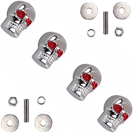 4X Chopper Bobber Motorcycle Skull License Plate Bolts Frame Screw 6mm Fairing Windscreen Bolts Car Truck Trailer ATV Quad (Silver)
