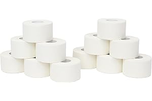 Cinta adhesiva deportiva Tape 3,8cm x 10m. Pack de 12 unidades. Tape ideal para deporte, rehabilitacion y fitness. Marca Vendari (Blanco)