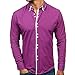 Produktbild Qmber Herren Hemd Slim Fit Comfort Langarm Herren Hemd Business Normal Fit - Langarm Hemden männer Anzug - Hochzeit Freizeit Anzug Bügelleicht Arbeit Bügelleicht - t-Shirt Top Bluse (XL, Lila)
