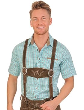 Trachten Herren Hemd mit 1/2-Arm - EMIRAT - beere, türkis