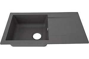 Respekta Denver Mineralite-Verbundstoffspüle in Grau / 1 Becken Einbauspüle in 78 x 44 cm/Spülbecken geeignet für Unterschränke ab 45 cm Breite