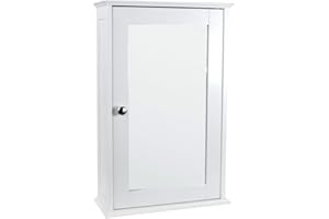 Elito Home & Garden New White Wooden Bathroom Cabinet Shelf Cupboard Bedroom Furniture Storage Unit (Single Mirror Cabinet)