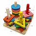 Wooden Toys Stack & Sort Puzzle Colour and Shape Recognition Geometric Board for Babies Kids Toddler